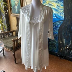 New 2pc Bridal Slip Dress and Robe Set size S Off White